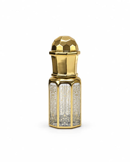 Premium Empty Octagonal Attar Bottle with Glass Stick – 3ml & 12ml | Gold 