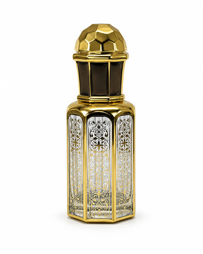Premium Empty Octagonal Attar Bottle with Glass Stick – 3ml & 12ml | Gold 