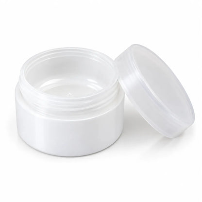 White plastic 100gm jar for body butter, scrubs and cosmetic creams