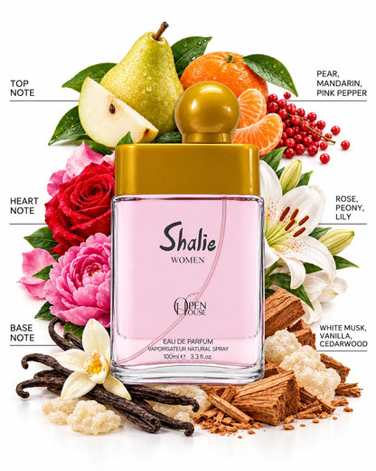 Shalie Women perfume 100ml with matching pink Open House presentation box
