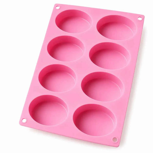 8 Cavity Oval Silicone Soap Mold in Multiple Colors