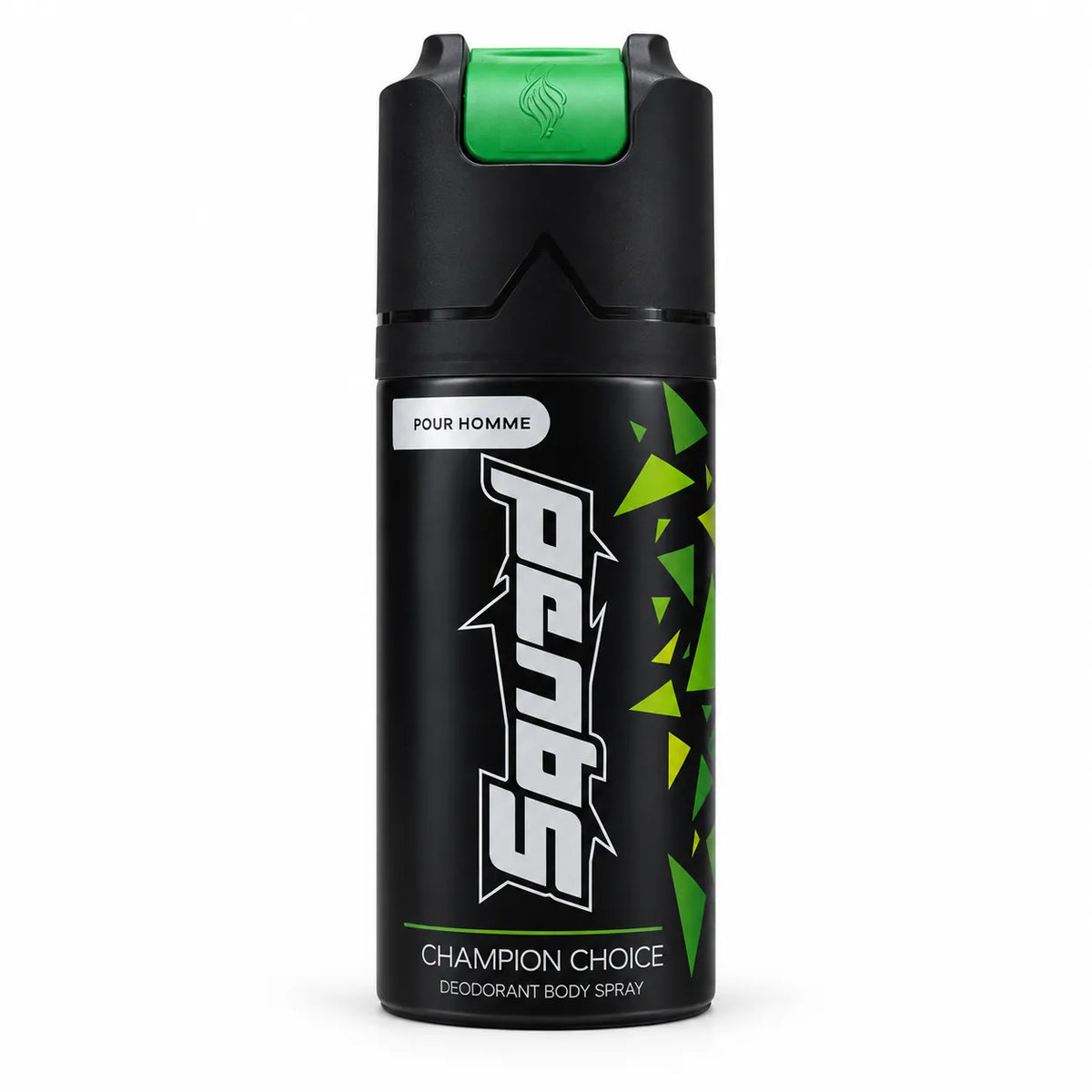 Squad Champion Choice Deodorant Body Spray 150ml black can with green accents for men