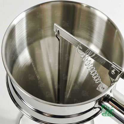 Premium Stainless Steel Piston Funnel & Dispenser with Stand (1.2L)