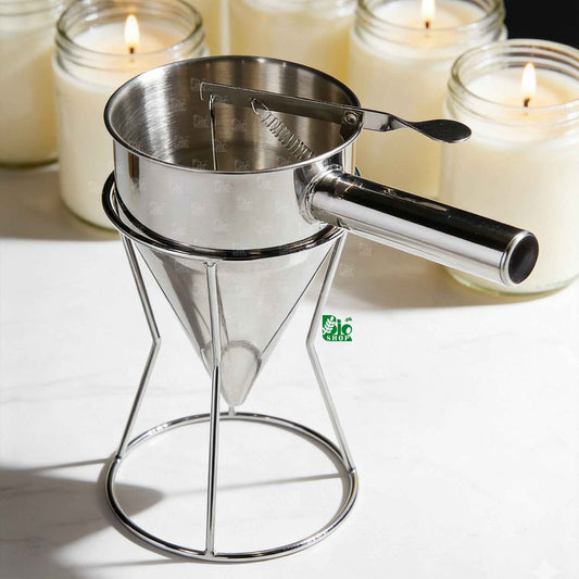 Premium Stainless Steel Piston Funnel & Dispenser with Stand (1.2L)