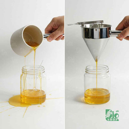 Premium Stainless Steel Piston Funnel & Dispenser with Stand (1.2L)