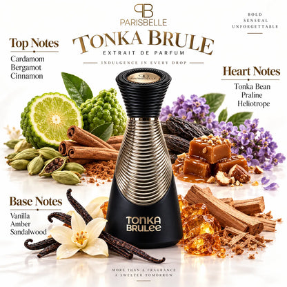Tonka Brulee perfume with cardamom cinnamon amber and sandalwood