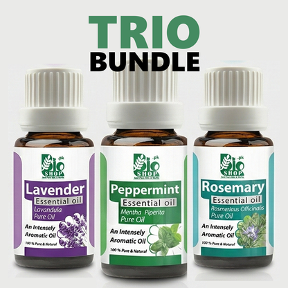 The Essential Wellness Trio Bundle – 100% Pure Lavender, Rosemary & Peppermint Oil