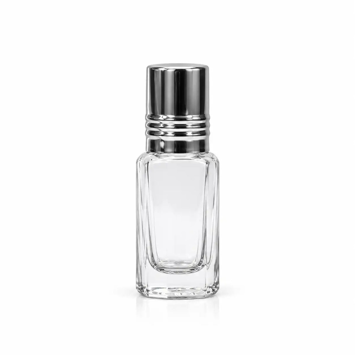 3ml clear glass empty attar bottle with silver cap for perfume and oud oil