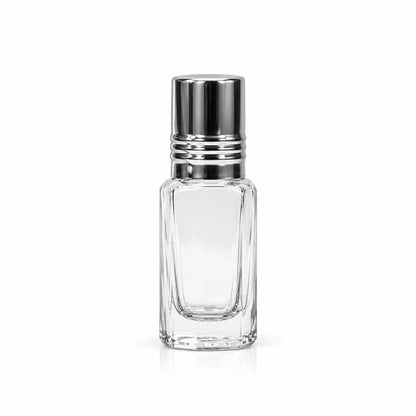 3ml clear glass empty attar bottle with silver cap for perfume and oud oil