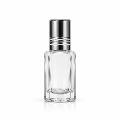 6ml refillable glass attar bottle with roll-on and silver cap