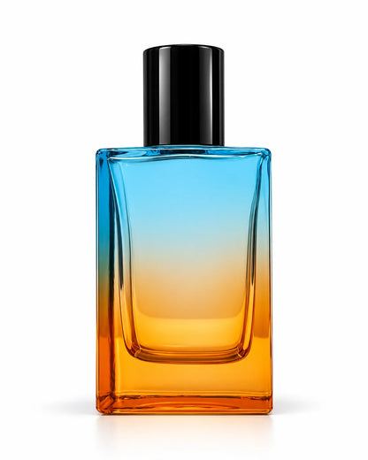 50ml Gradient Glass Crimping Perfume Bottle with Black Cap – Blue Pink & Blue Amber