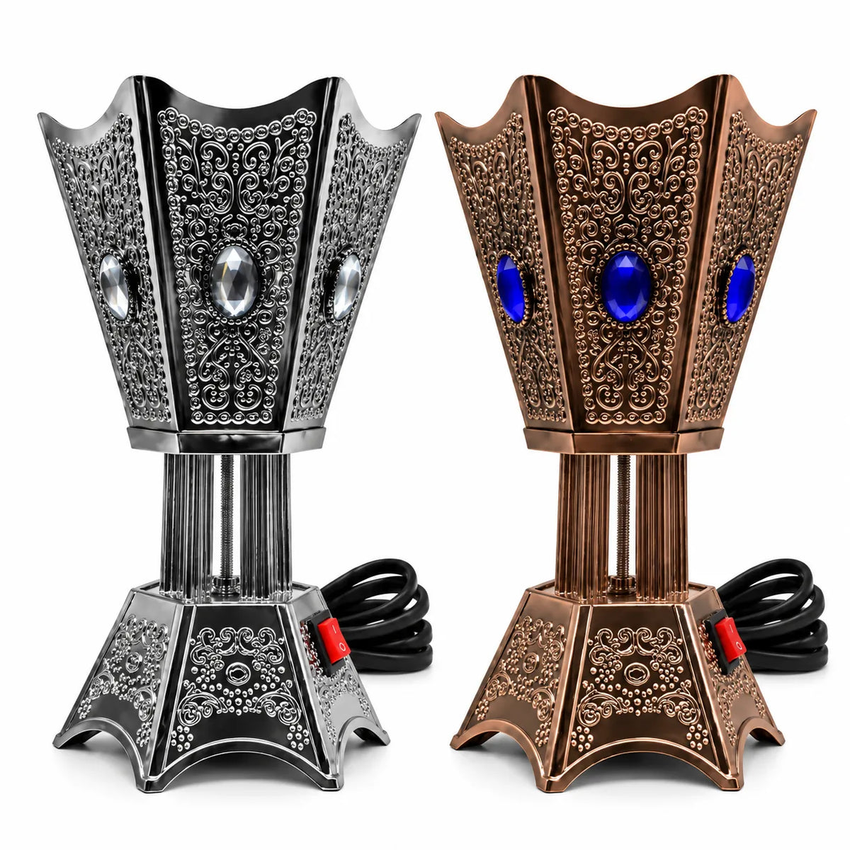 Decorative electric oud and incense burner on white background