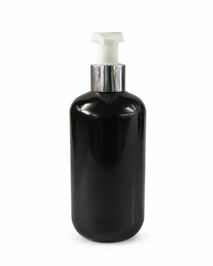 300ml_Black_Pump_Bottle_with_Silver_Collar_for_Body_Wash_and_Liquid_Soap
