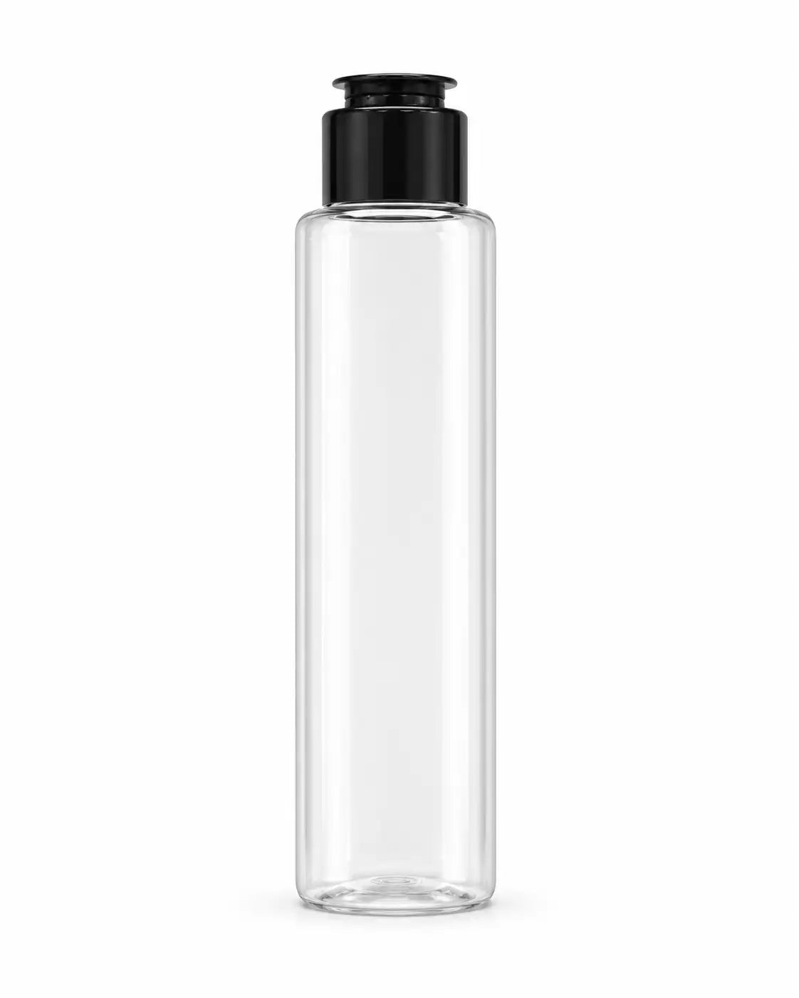 100ml clear PET flip top bottle with white cap for cosmetic liquids