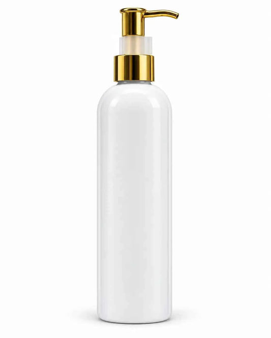 250ml PET Lotion & Shampoo Pump Bottle – Gold/Silver Pump