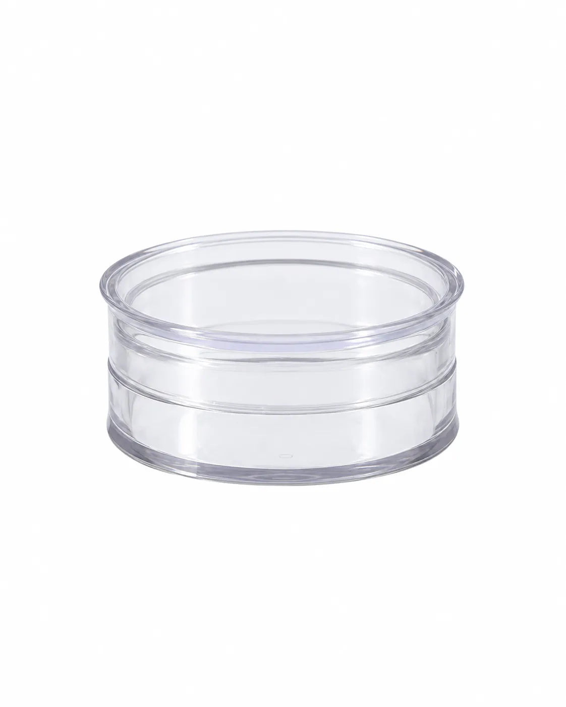 10gm clear cosmetic jar side view showing transparent round body