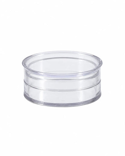 10gm clear cosmetic jar side view showing transparent round body