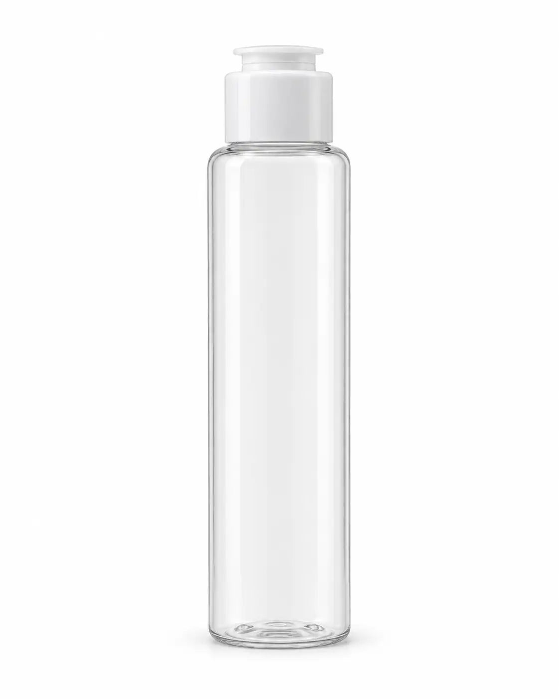 100ml white PET flip top bottle with white cap for cosmetic packaging
