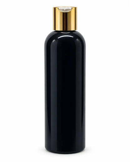 250ml black press top bottle with silver cap for body wash packaging