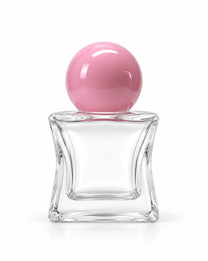 15ml empty glass perfume bottle with glossy pink spherical cap