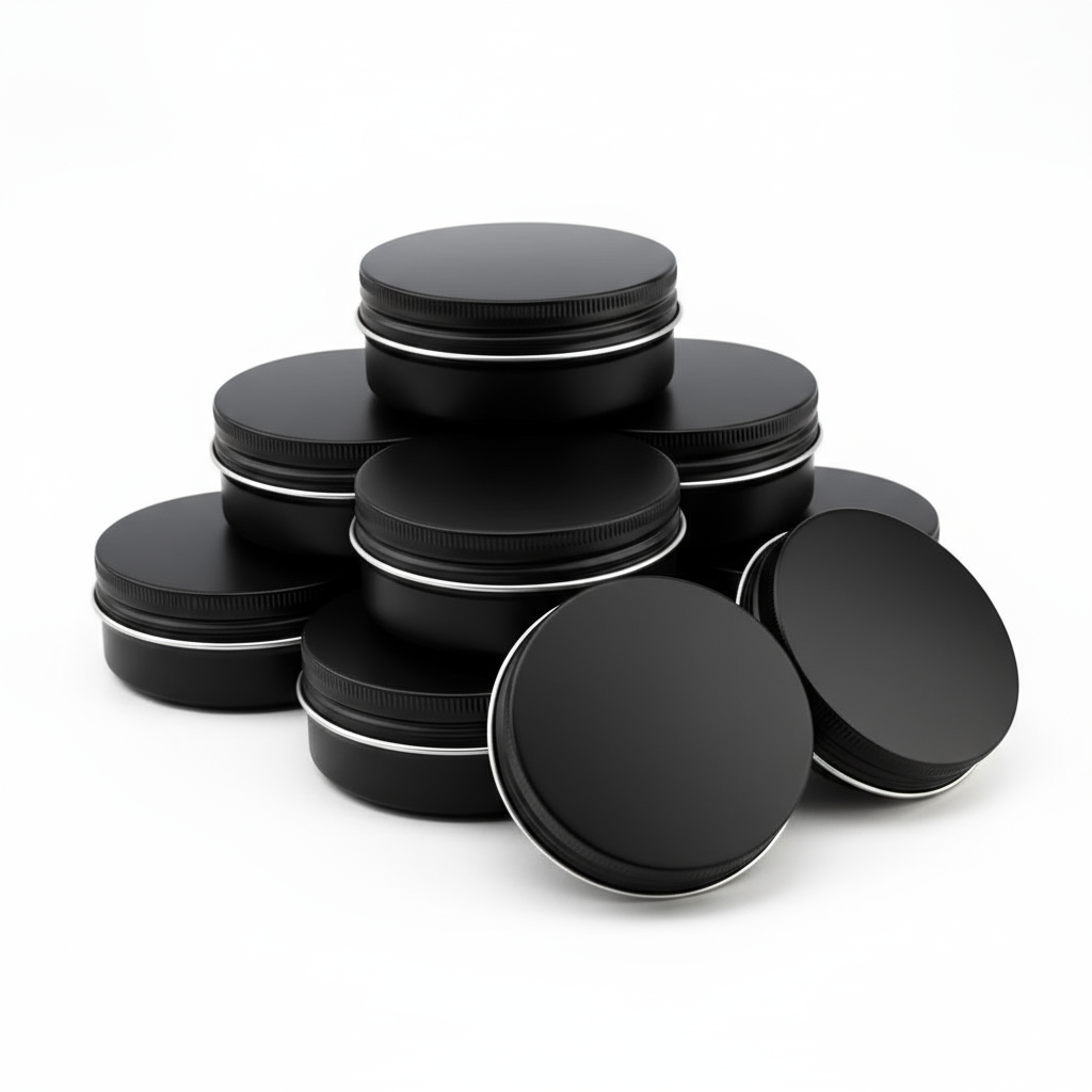 Aluminium Tin Containers – 30g Black Colour| Premium Cosmetic & Balm Packaging