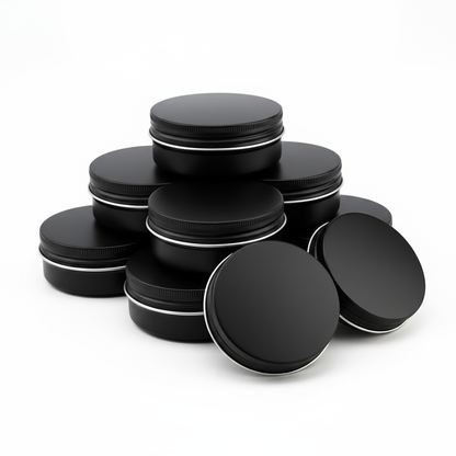 Aluminium Tin Containers – 30g Black Colour| Premium Cosmetic & Balm Packaging