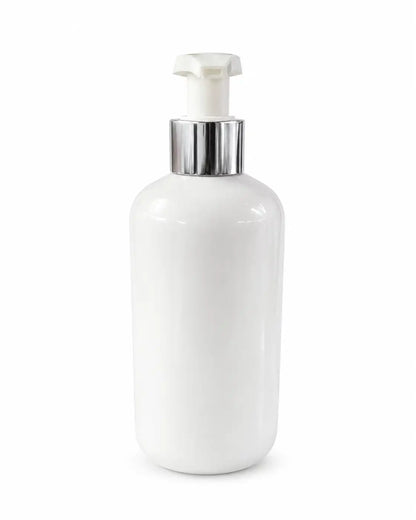 300ml_Black_Pump_Bottle_with_Silver_Collar_for_Body_Wash_and_Liquid