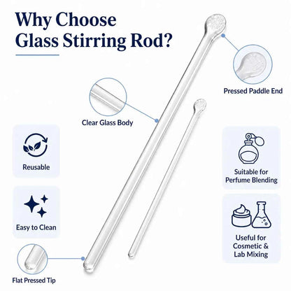 Glass Stirring Rod for Perfume, Cosmetic & Lab Mixing – 7.5 Inch / 11.5 Inch