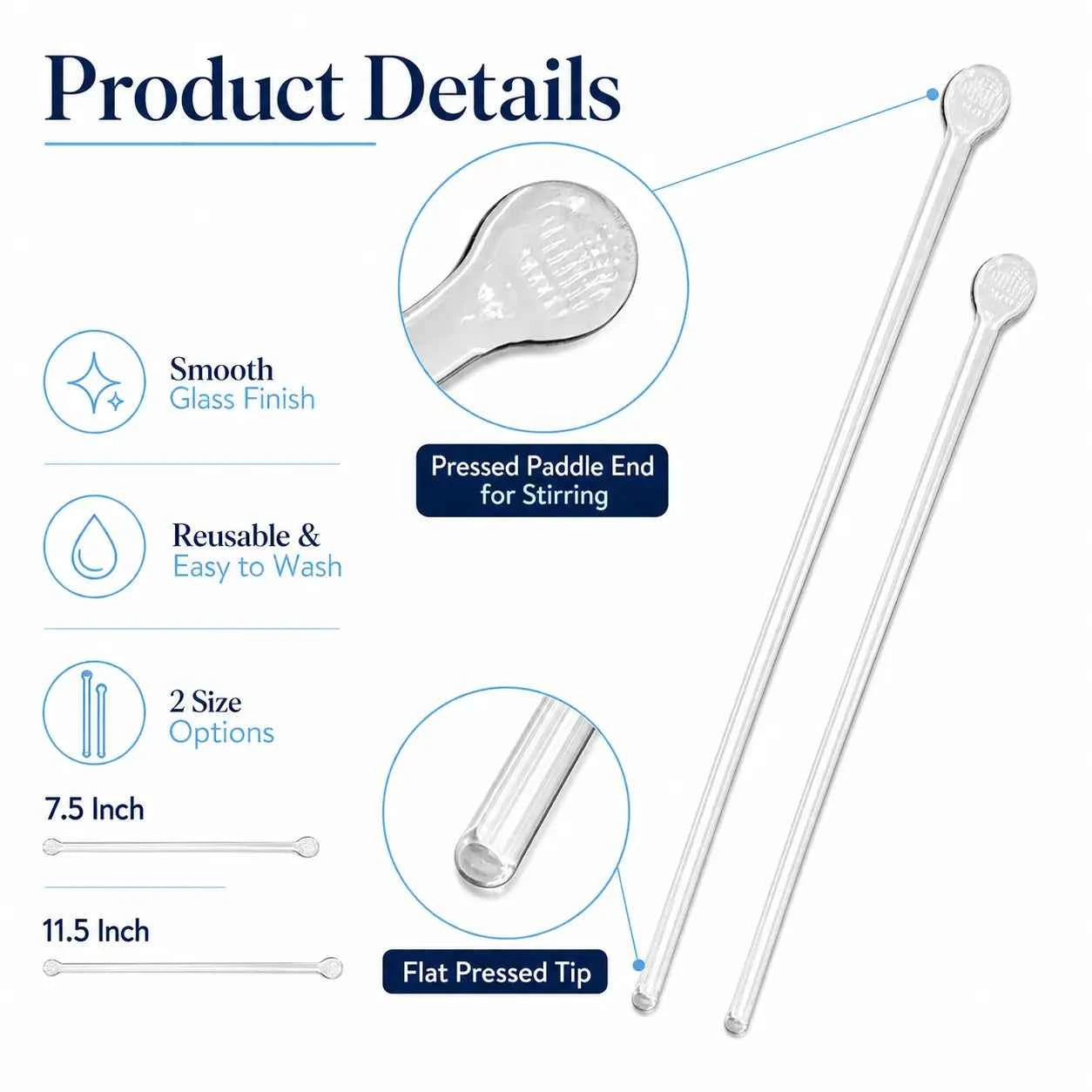 Glass Stirring Rod for Perfume, Cosmetic & Lab Mixing – 7.5 Inch / 11.5 Inch