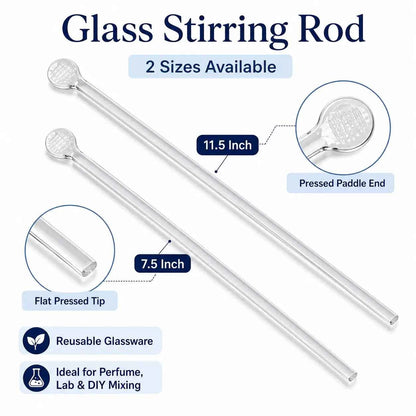 Glass Stirring Rod for Perfume, Cosmetic & Lab Mixing – 7.5 Inch / 11.5 Inch