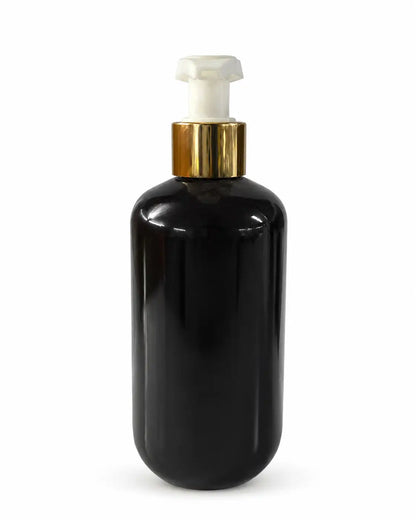 300ml Black Pump Bottle with Gold Collar for Shampoo and Conditioner Packaging