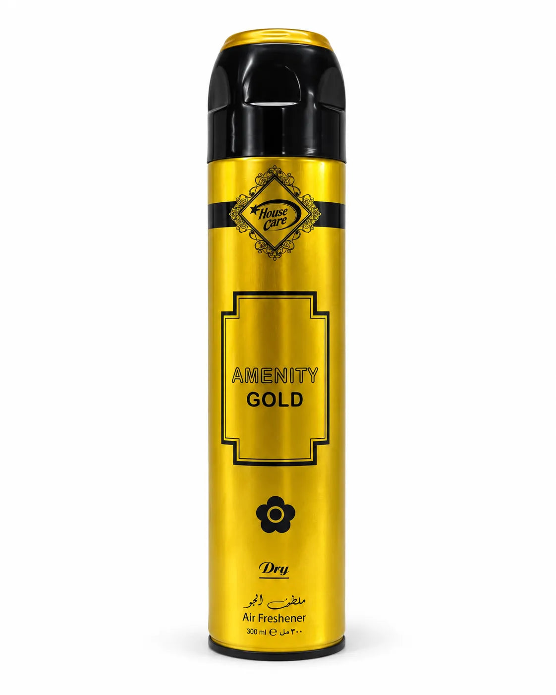 House Care Amenity Gold Room Spray Air Freshener 300ml metallic gold and black aerosol can on white background