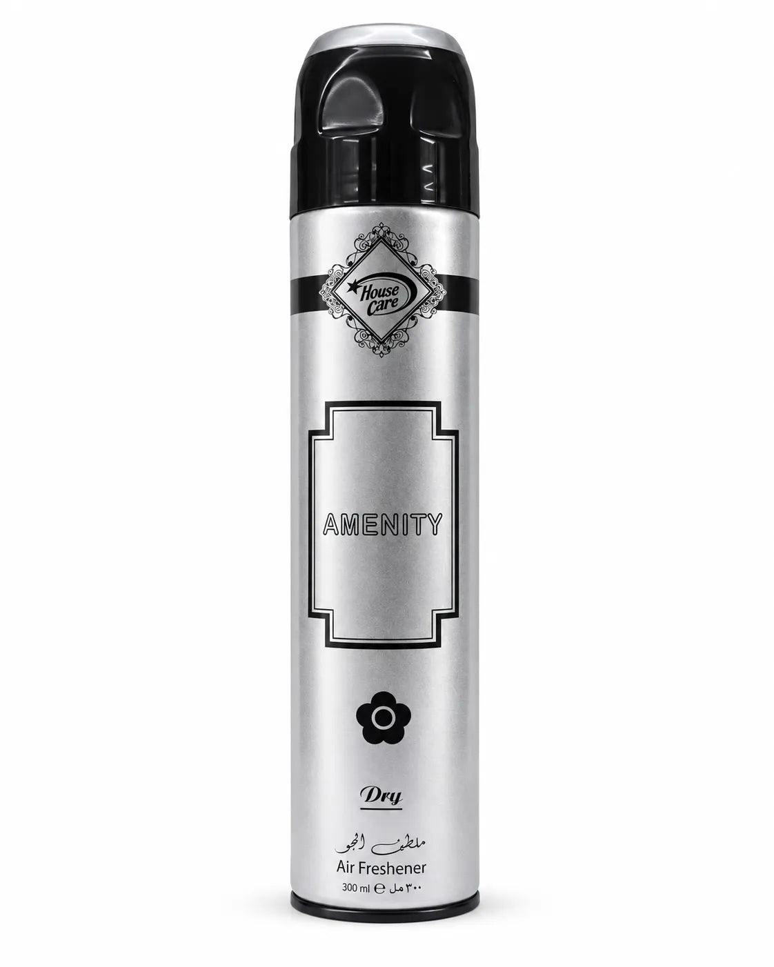 House Care Amenity Room Spray Air Freshener 300ml silver and black aerosol can on white background