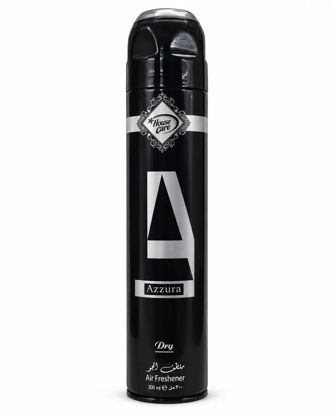 House Care Azzura Room Spray Air Freshener 300ml black and silver aerosol can on white background