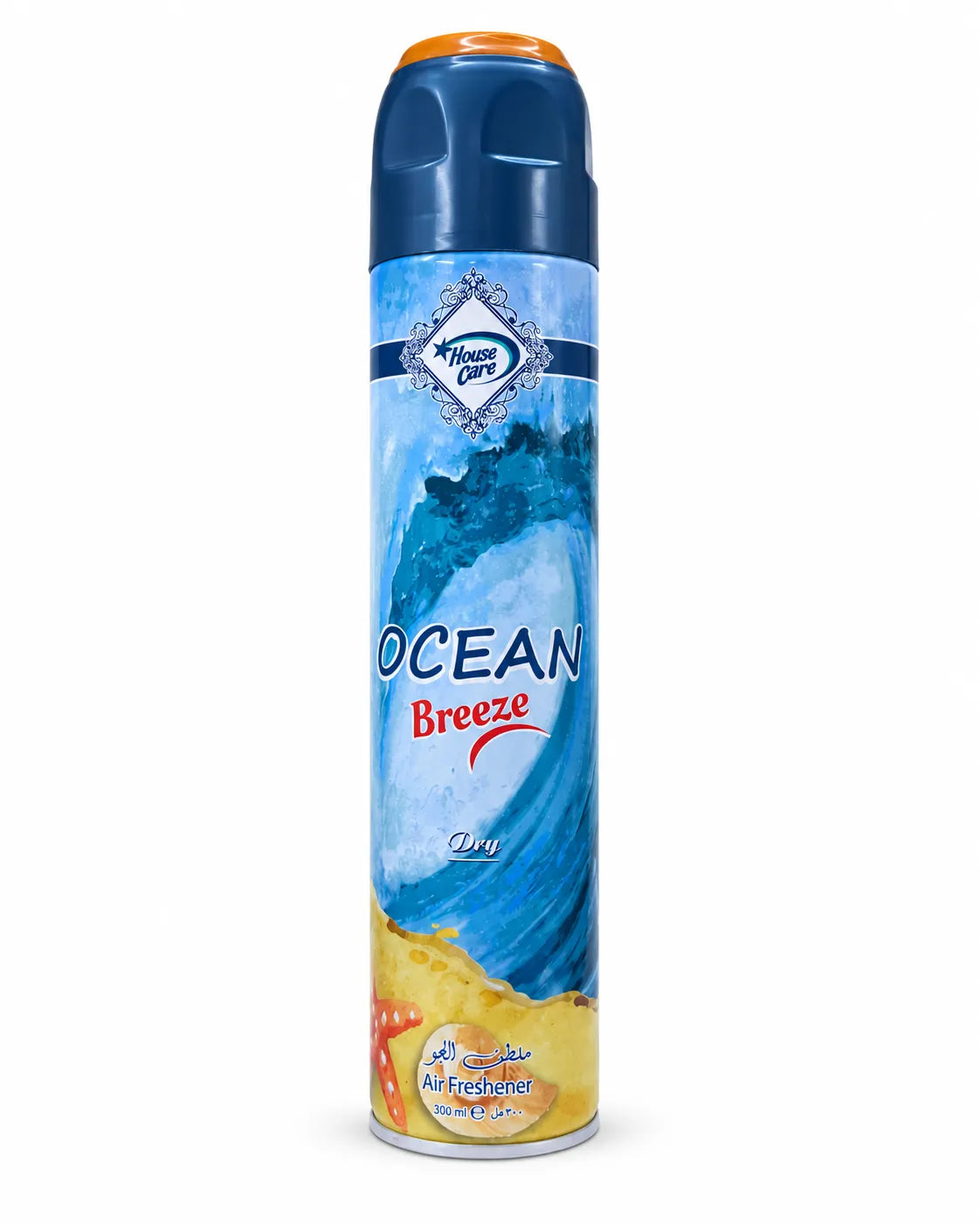 House Care Ocean Breeze Room Spray Air Freshener 300ml blue aerosol can on white background