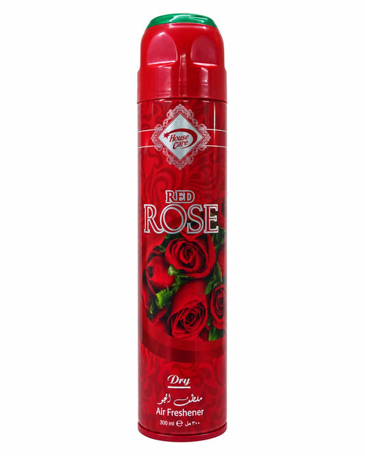 House Care Red Rose Room Spray Air Freshener 300ml red floral aerosol can on white background