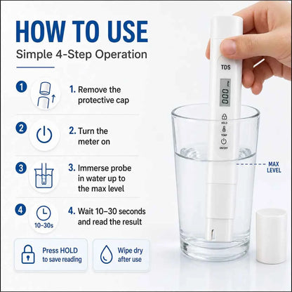 TDS/TEMP Meter – Digital Water Quality Tester 0–9990 ppm