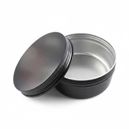 Aluminium Tin Containers – 30g Black Colour| Premium Cosmetic & Balm Packaging