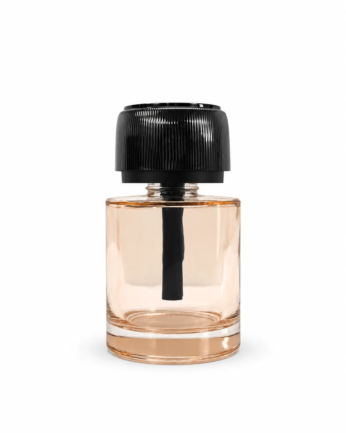 Bottle-style car fragrance diffuser with a black ribbed top and visible internal dispensing component on a white background.