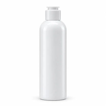 250ml white cosmetic bottle with black cap for lotion, conditioner and cosmetic packaging
