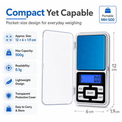 Digital Pocket Scale 500g x 0.1g – Mini Precision Weighing Scale