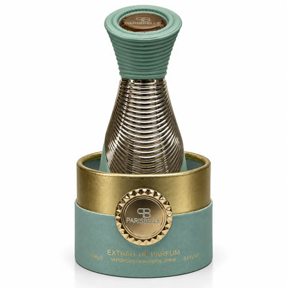 ParisBelle Lór De Pistache pistachio green perfume bottle with gold detailing