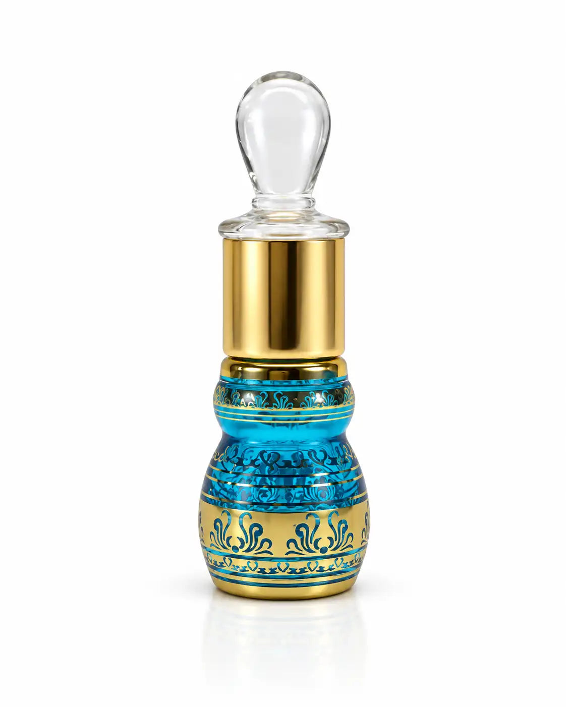 Empty 6ml Arabic attar bottle shown with removable glass stick applicator
