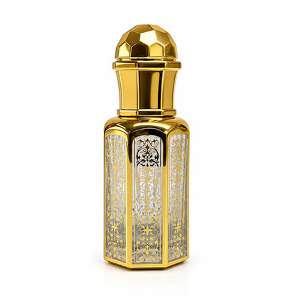 12ml gold Arabic attar bottle with faceted dome cap
