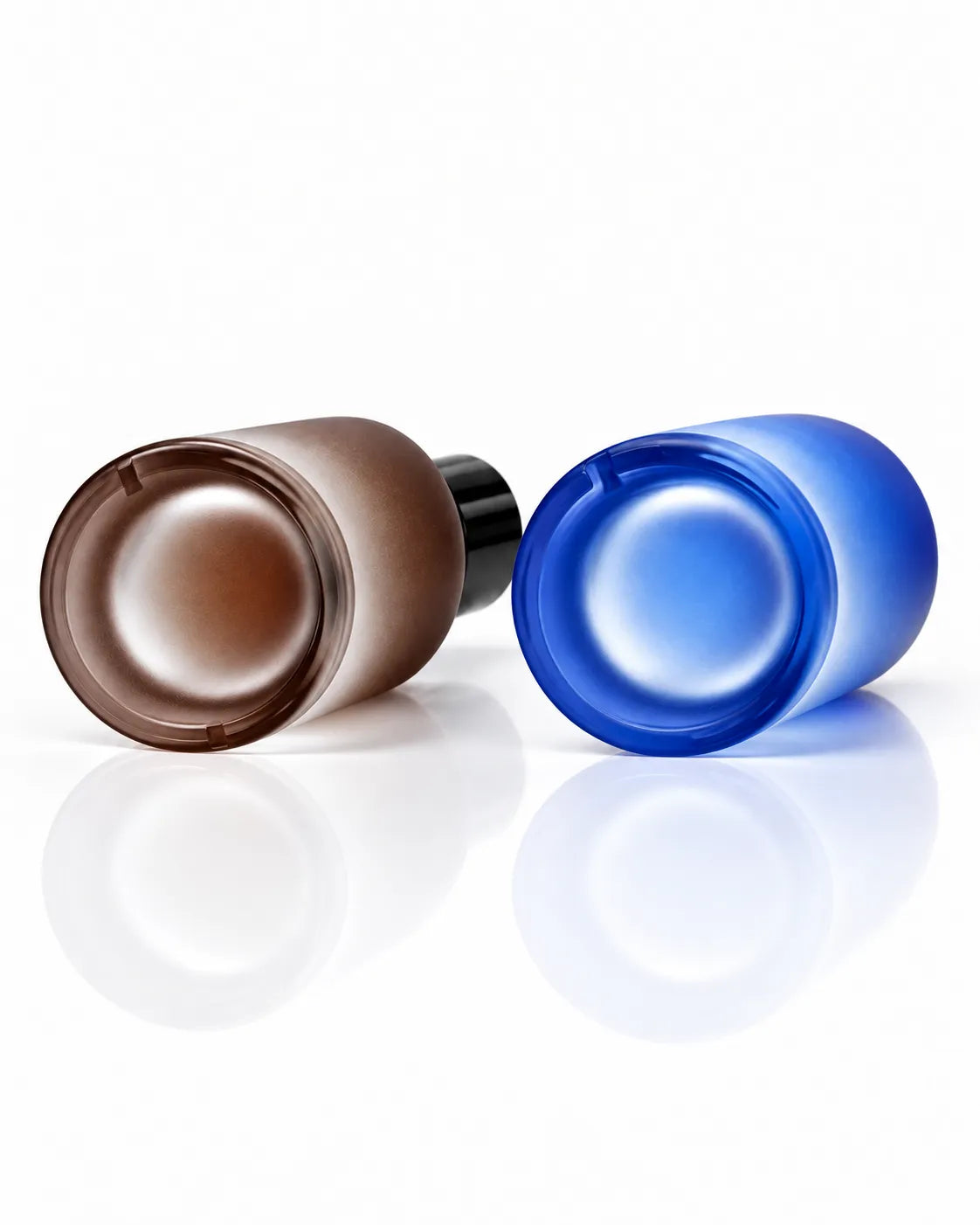 50ml brown ombre frosted glass crimping perfume bottle with a black cylindrical cap