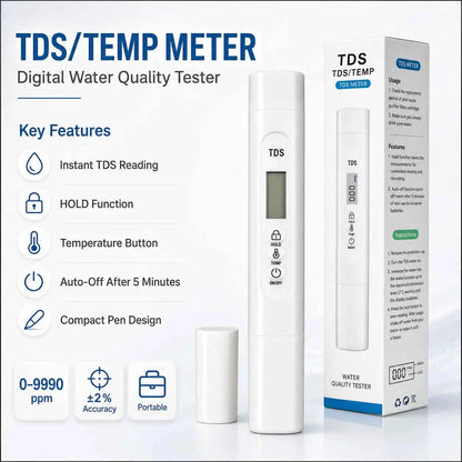 TDS/TEMP Meter – Digital Water Quality Tester 0–9990 ppm