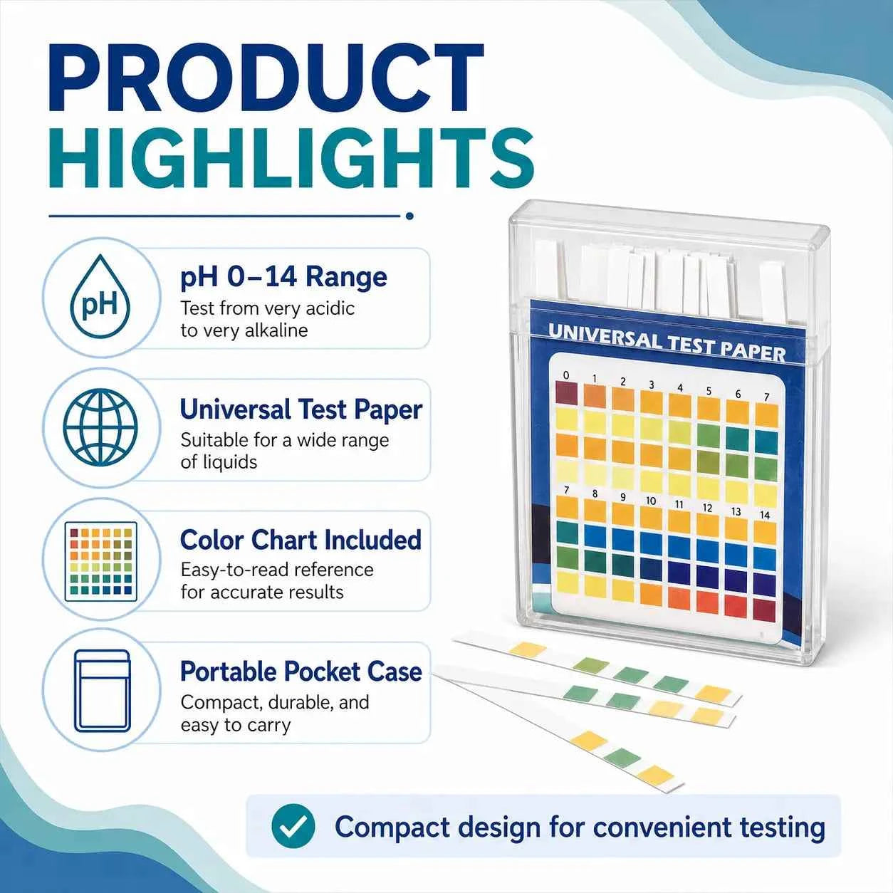 Universal pH Test Strips pH 0–14 – Wide Range Indicator Paper with Color Chart