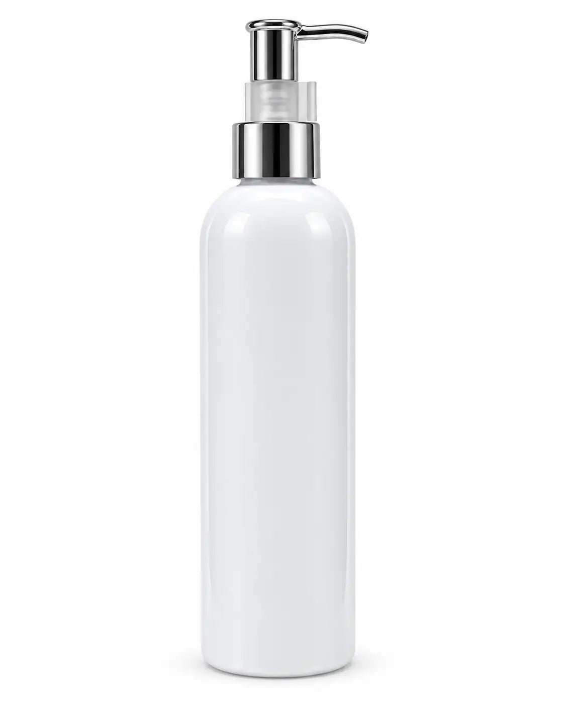 250ml black cosmetic bottle with silver pump dispenser